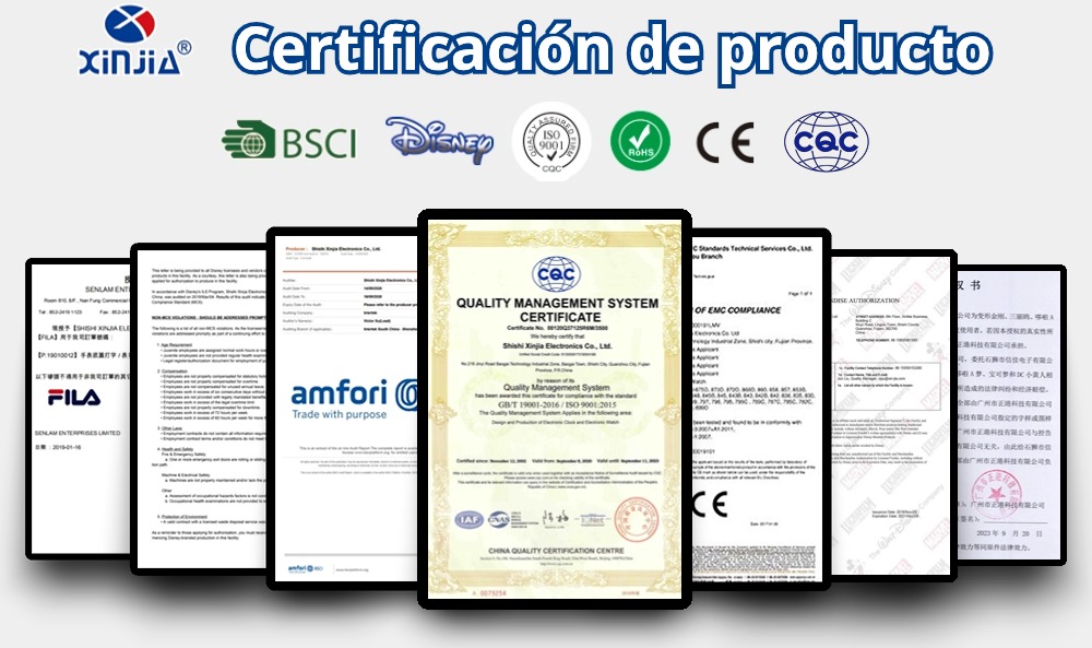 Certificado de fabricante de relojes digitales